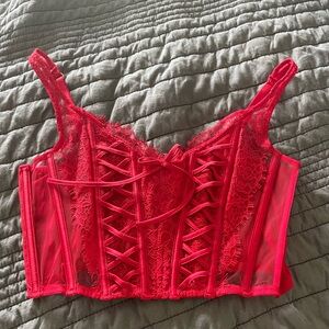 Victoria’s Secret Red Lace Adjustable Corset Top- 34 B